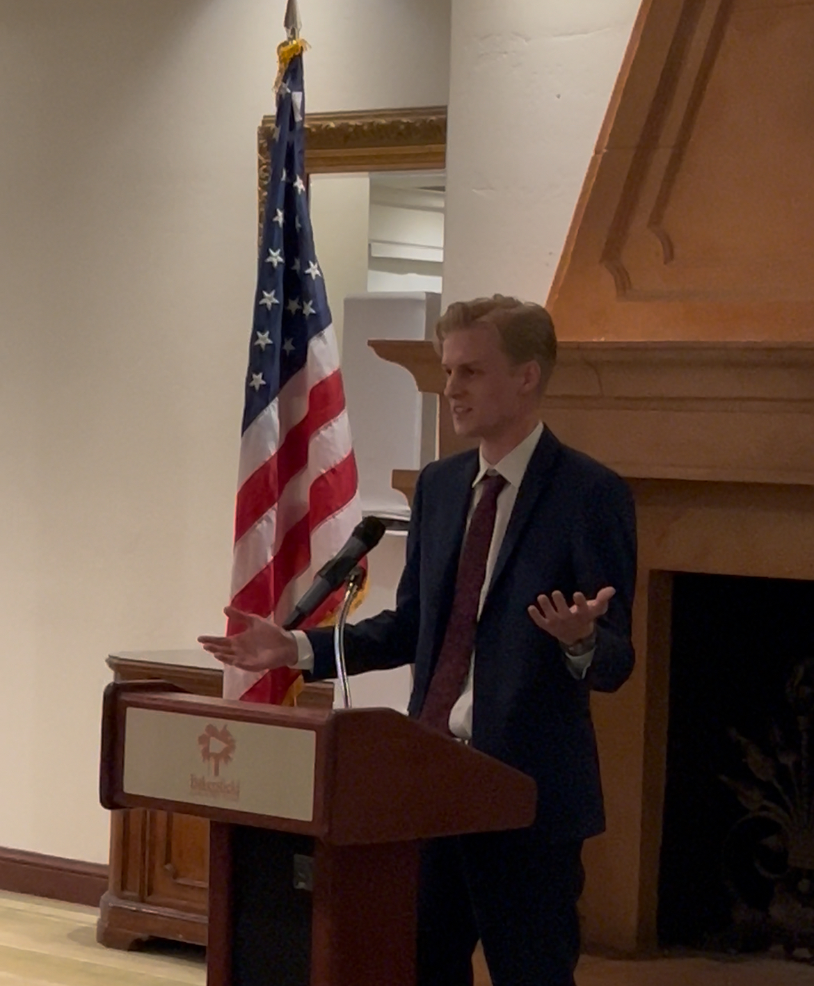Seth delivering a graduation speech at the Kern Leaders Academy